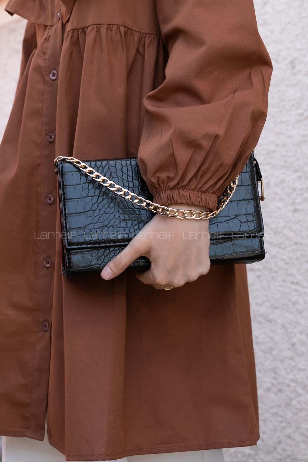 Black Buckle Skin Hand Bag Bag