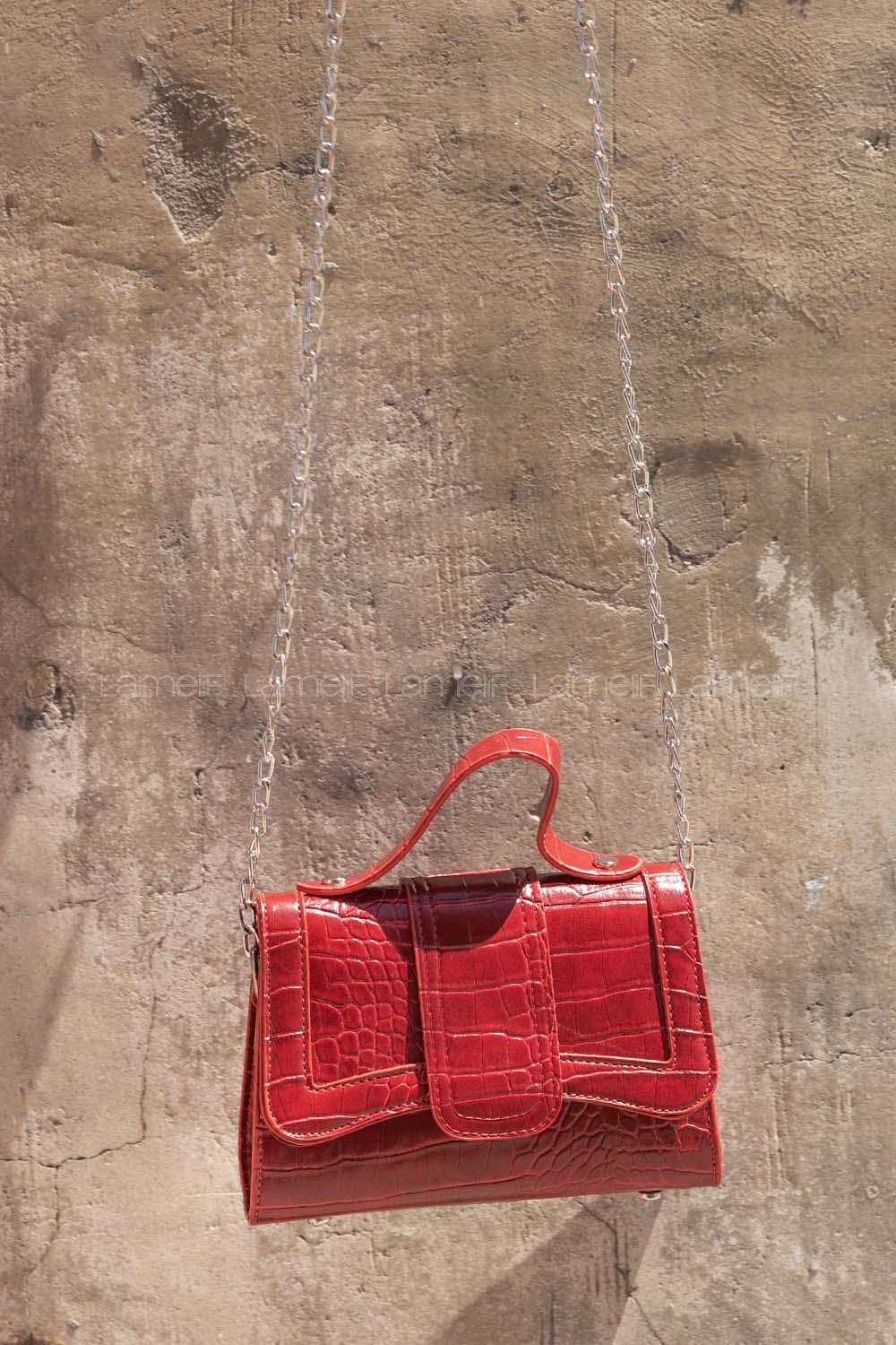 Claret Red Buckle Skin Hand Bag Bag