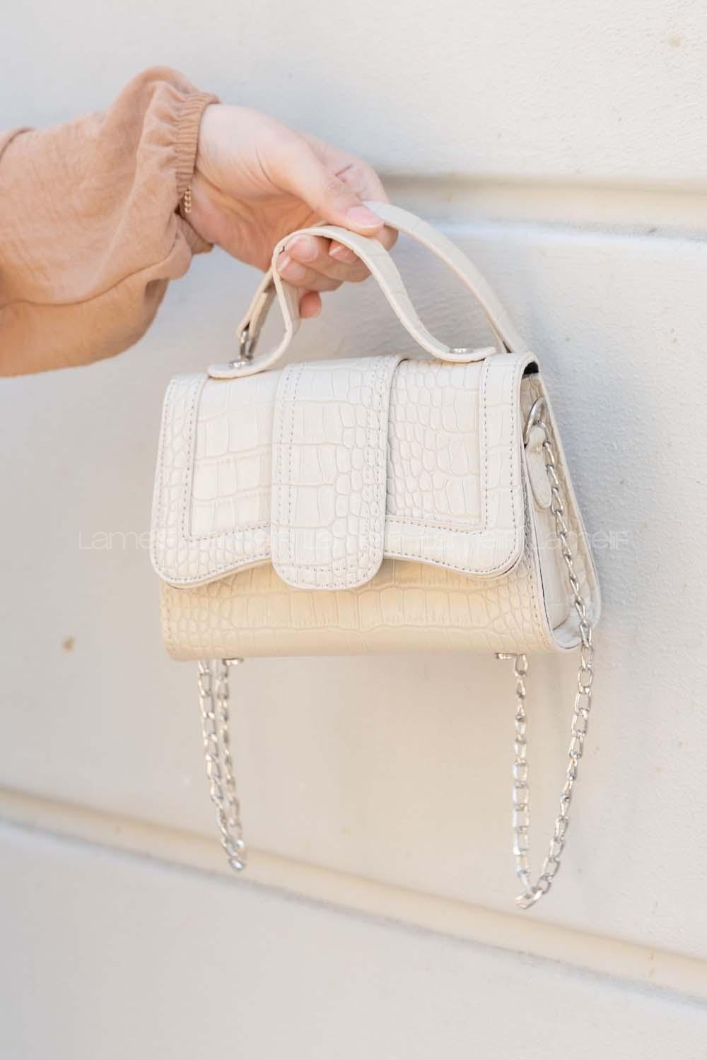 Cream Buckle Skin Hand Bag Bag
