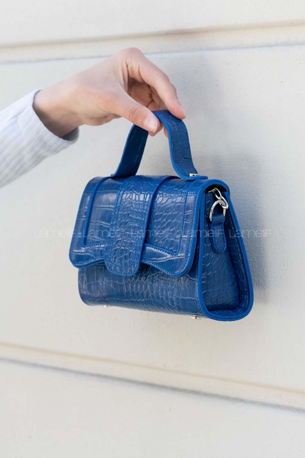 Blue Buckle Skin Hand Bag Bag