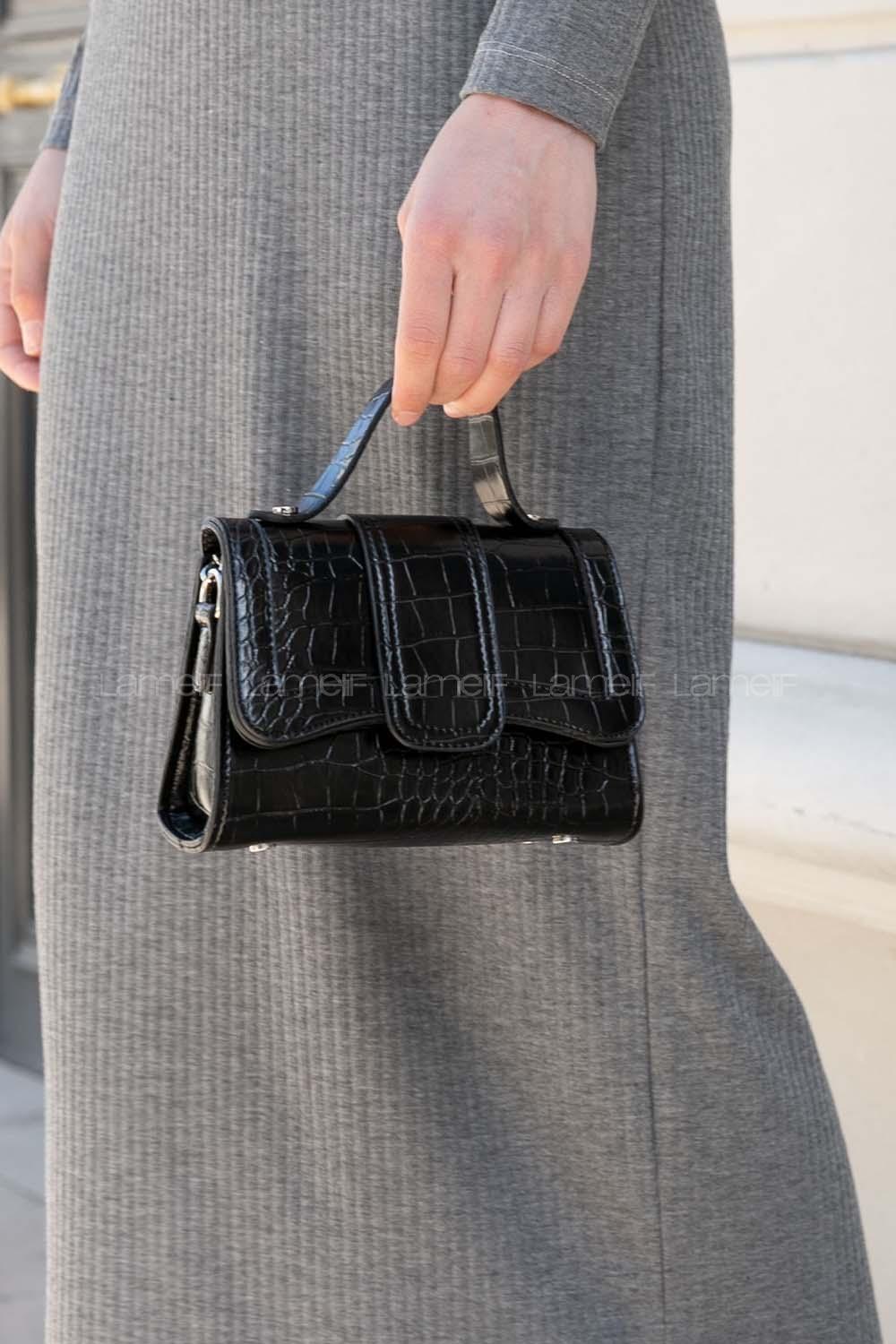 Black Buckle Skin Hand Bag Bag