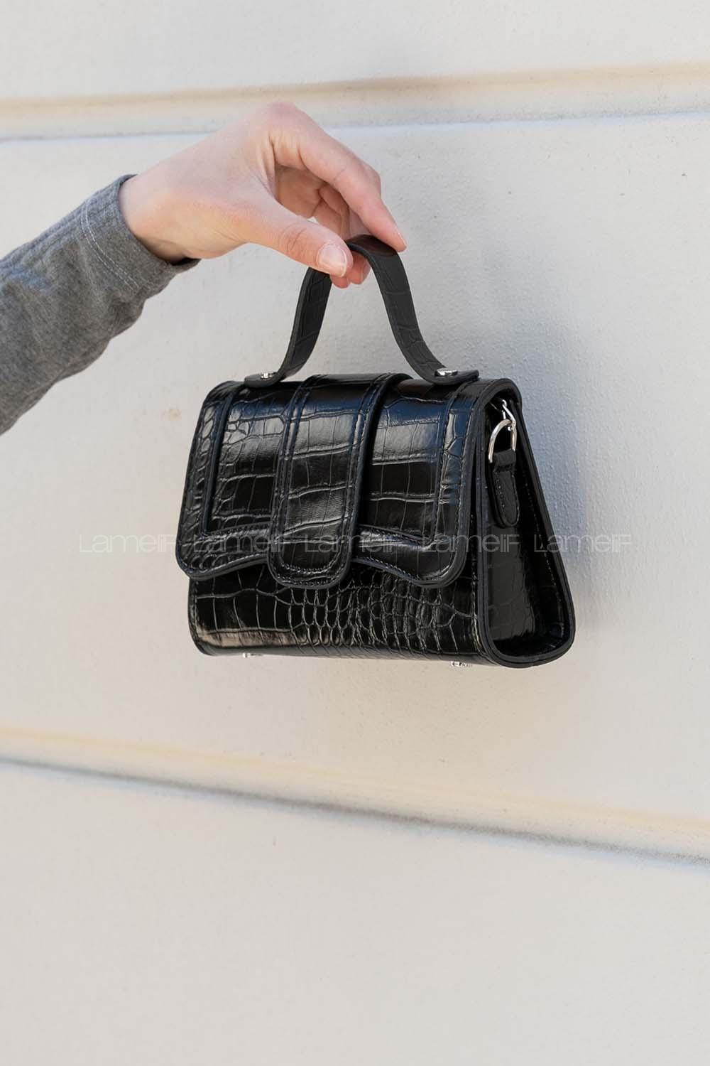 Black Buckle Skin Hand Bag Bag
