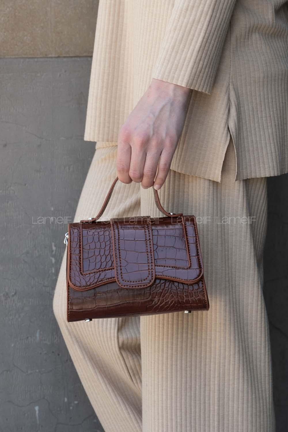 Tan Buckle Skin Hand Bag Bag