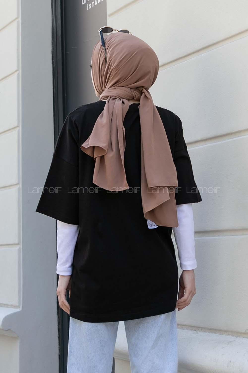 Black Crew Neck Half Arm Arm Cotton Printed T-shirt