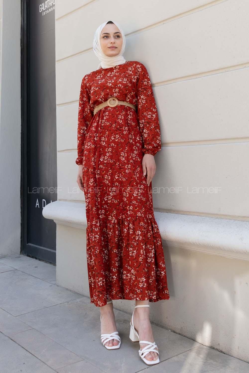 Tile Crew Neck Cotton Fabric Printed Dresess