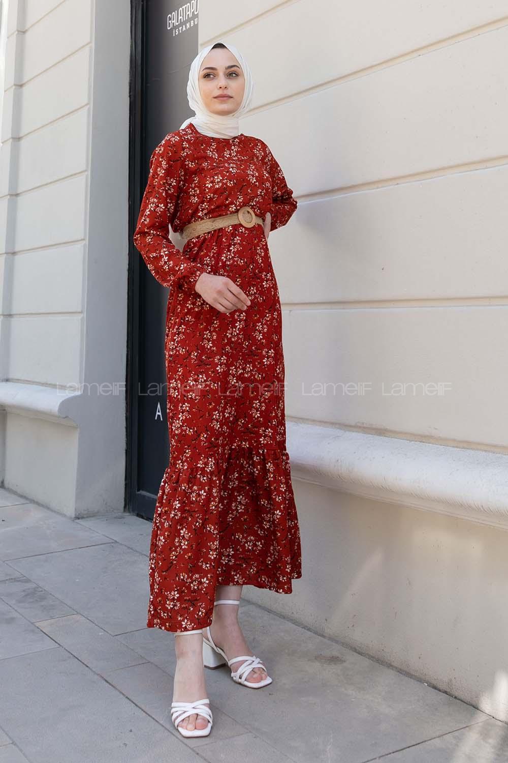 Tile Crew Neck Cotton Fabric Printed Dresess