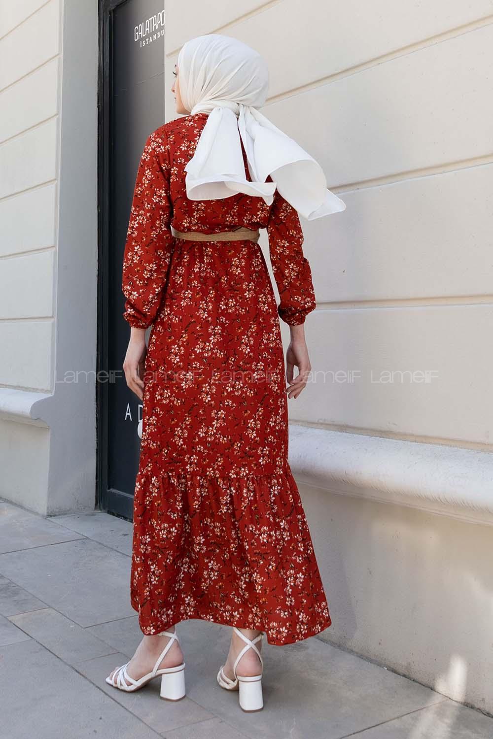 Tile Crew Neck Cotton Fabric Printed Dresess