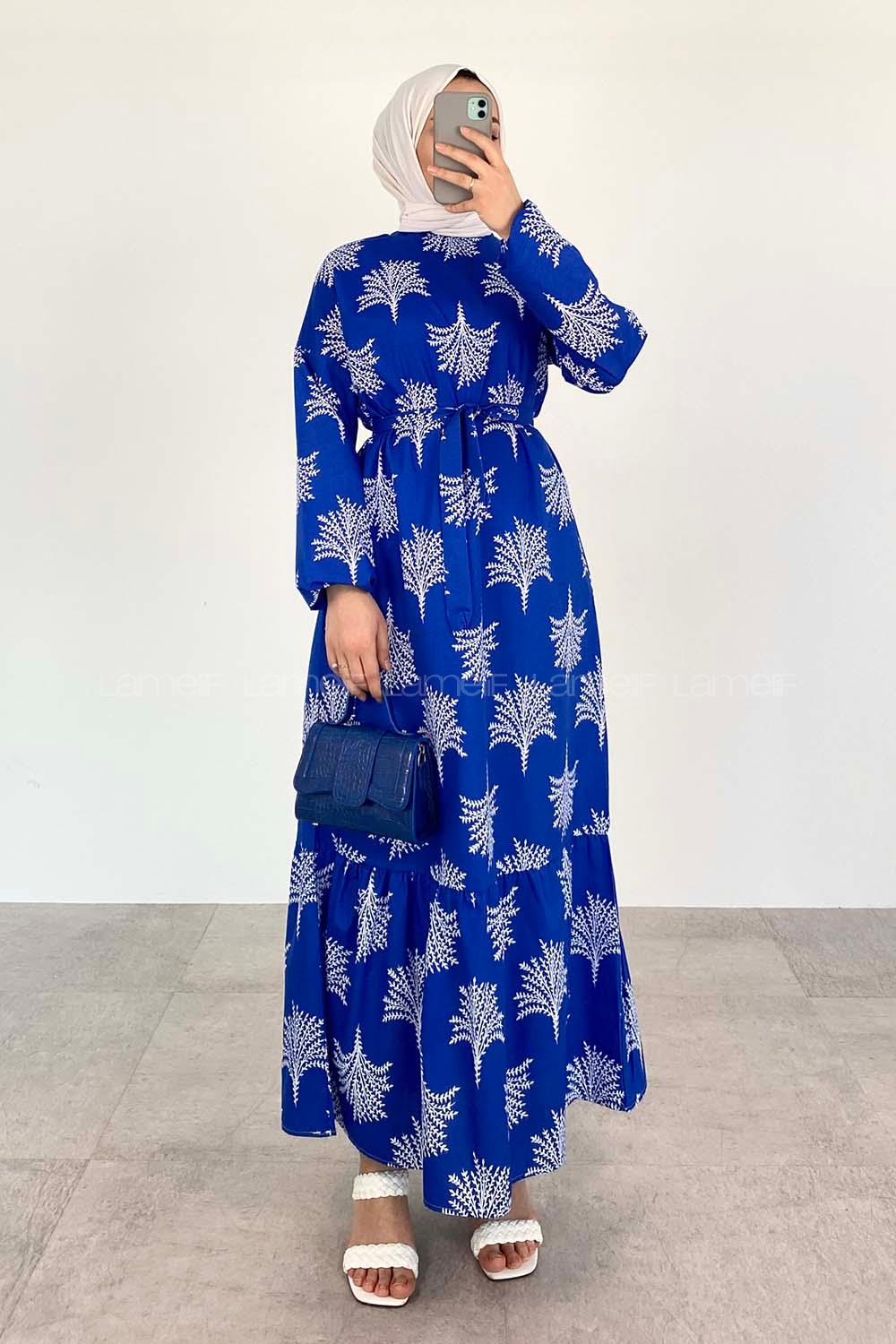 Saxe Mock Turtle Neck Cotton Printed Dresess