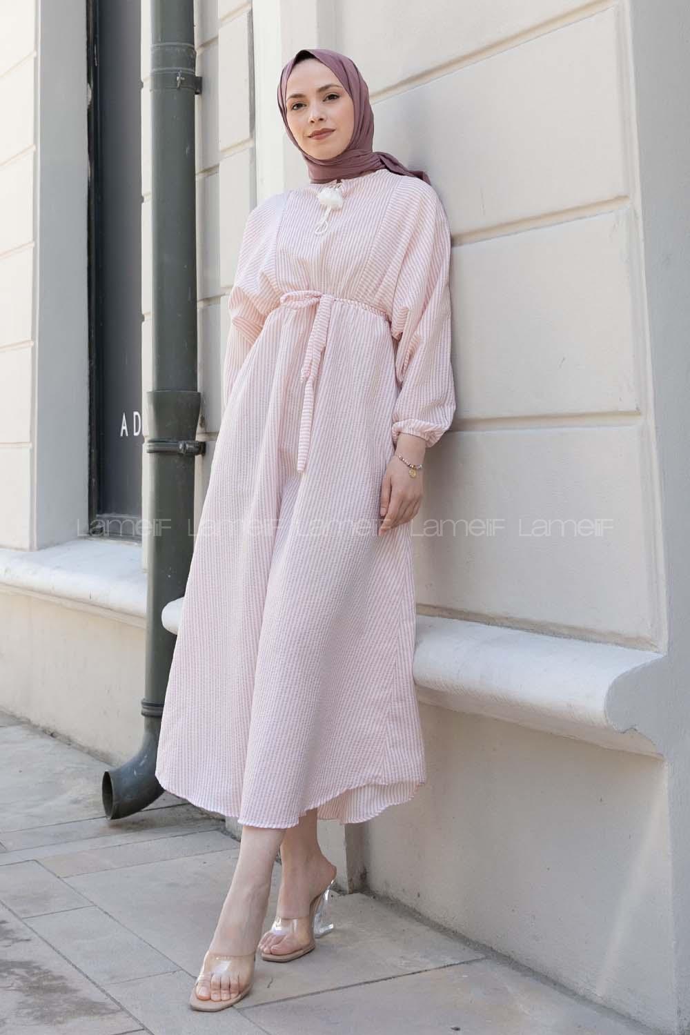 Powder Crew Neck Cotton Unprinted Dresess