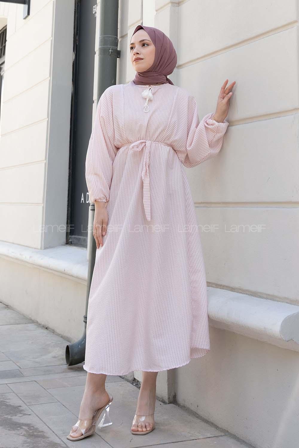 Powder Crew Neck Cotton Unprinted Dresess