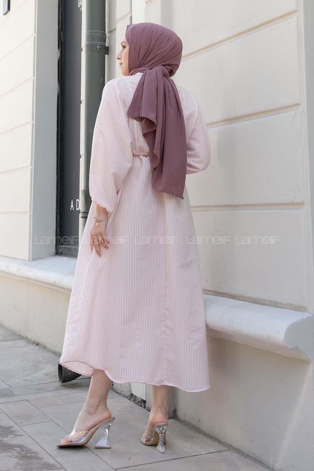 Powder Crew Neck Cotton Unprinted Dresess