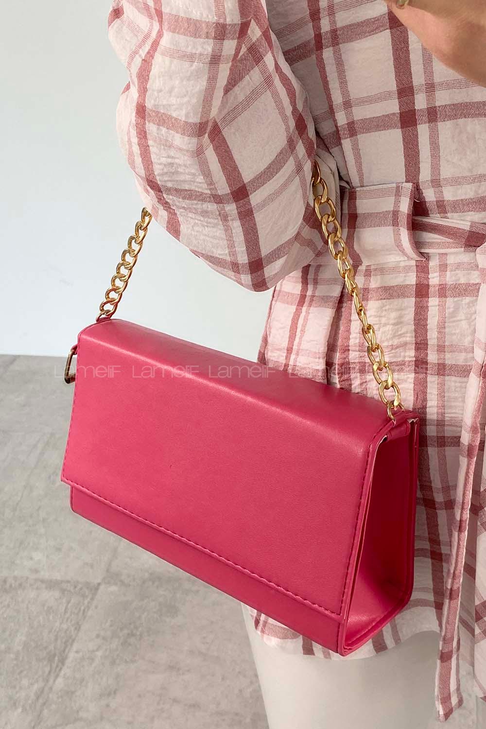 Pink Buckle Skin Hand Bag Bag