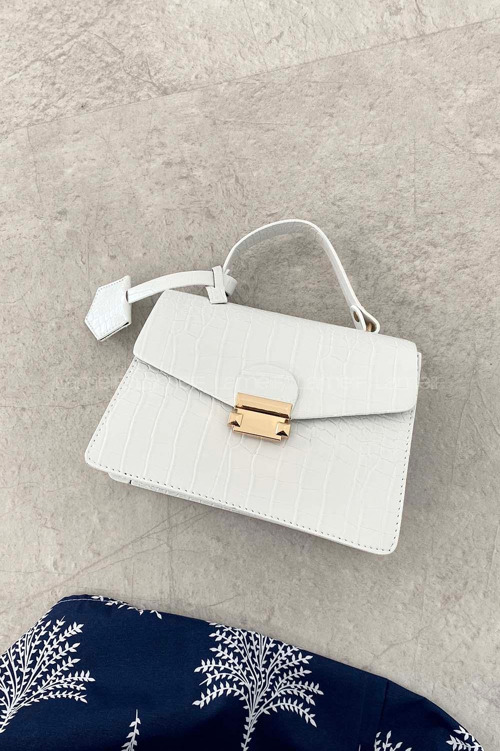 White Buckle Skin Hand Bag Bag