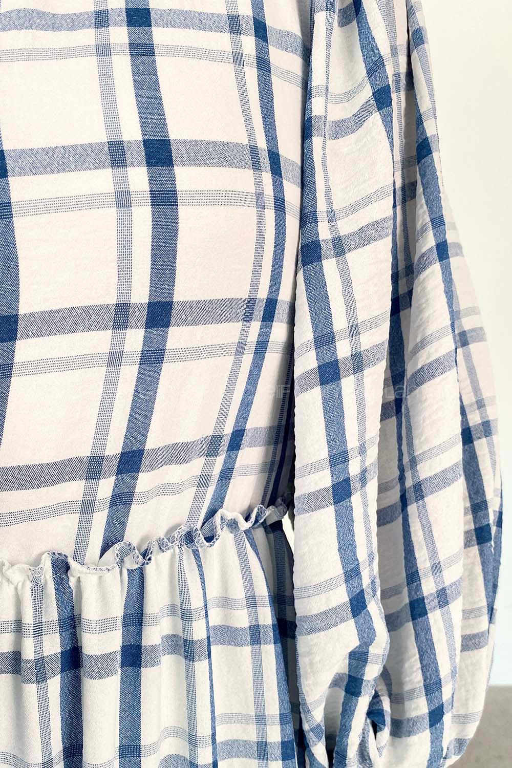 Navy Striped Crew Neck Ayrobin Printed Dresess