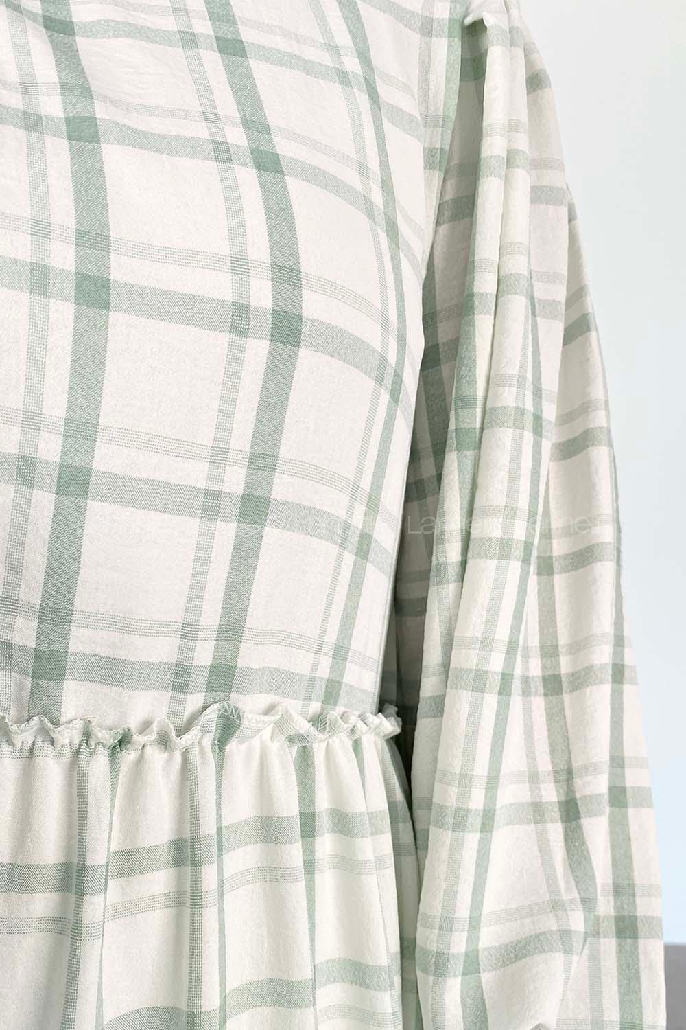 Mint Green Crew Neck Ayrobin Printed Dresess