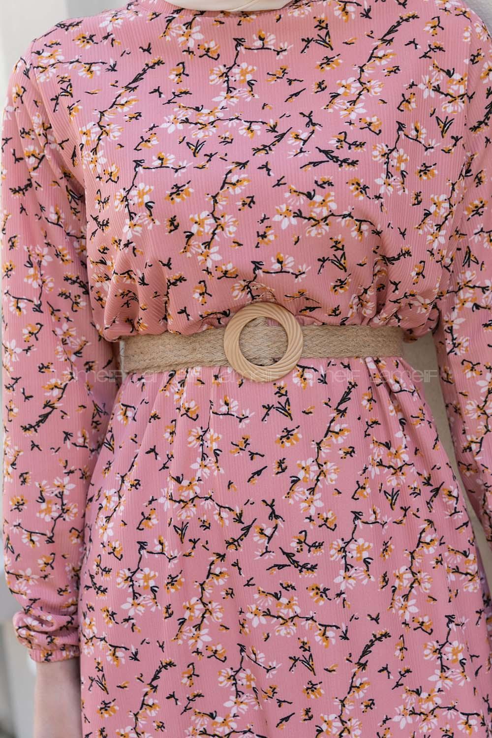 Powder Crew Neck Cotton Fabric Printed Dresess