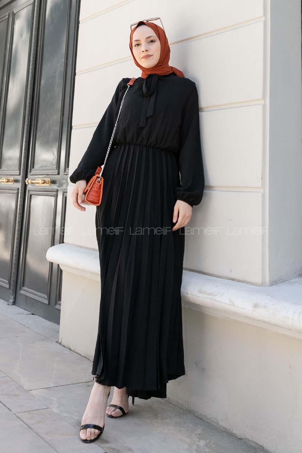 Black Crew Neck Ayrobin Unprinted Dresess