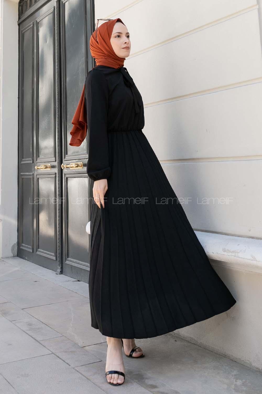 Black Crew Neck Ayrobin Unprinted Dresess