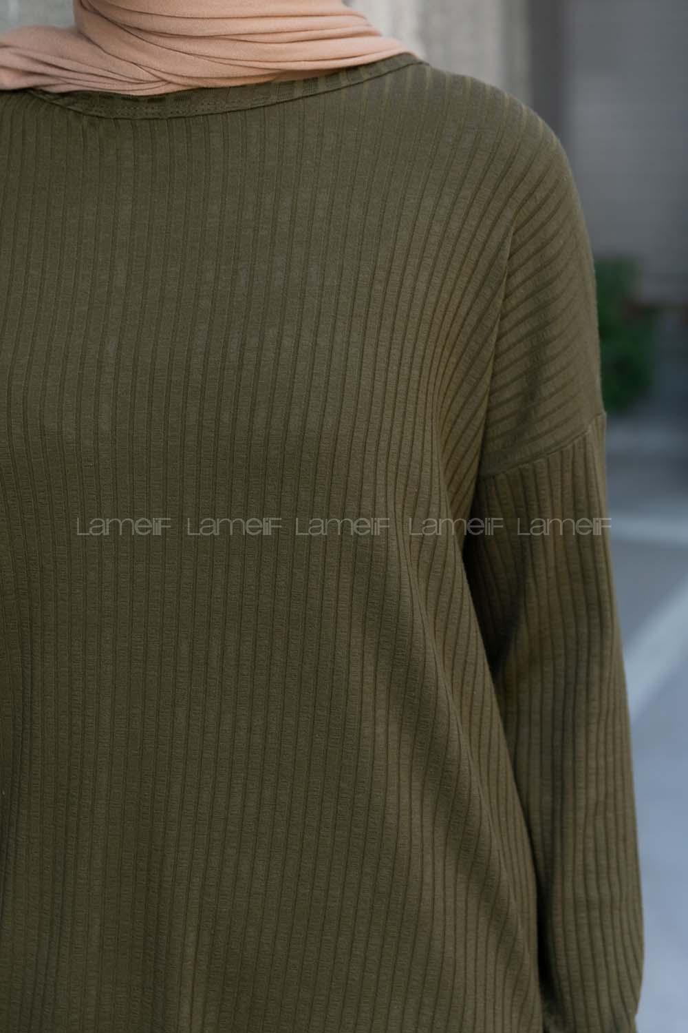 Khaki Crew Neck Long Arm Without Accessories Cotton Fabric Regular Trousers Comfortable Suit