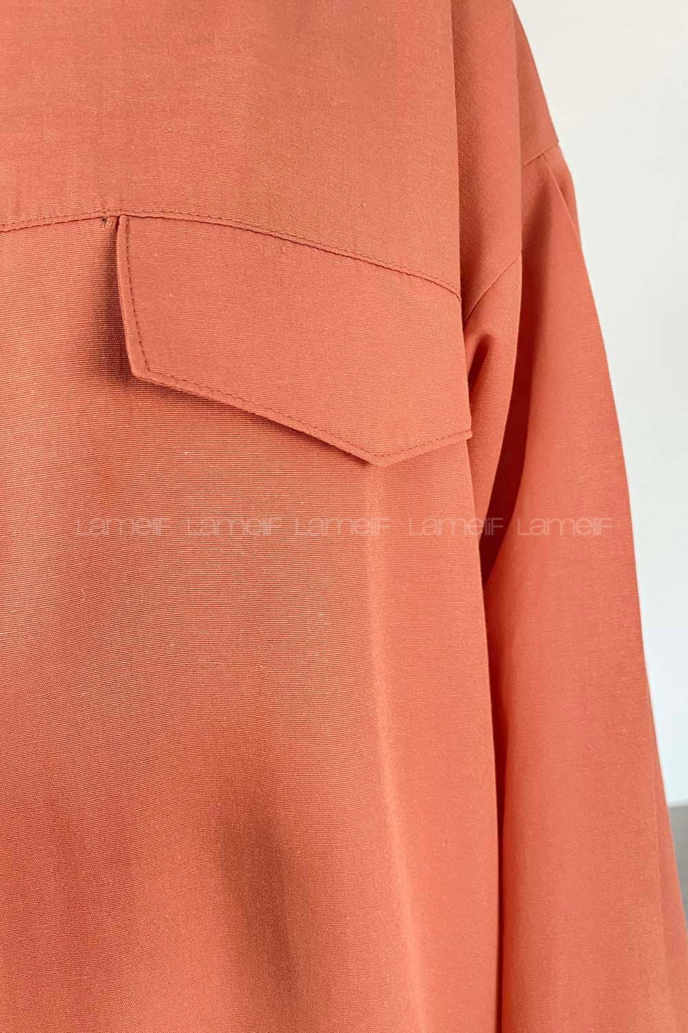 Salmon Shirt Collar Long Arm Cotton Fabric Unprinted Shirt