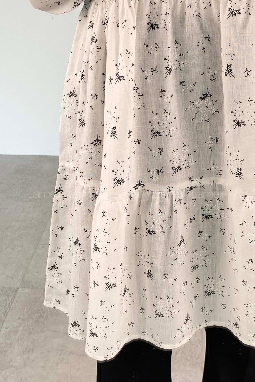 White Crew Neck Cotton Printed Tunic