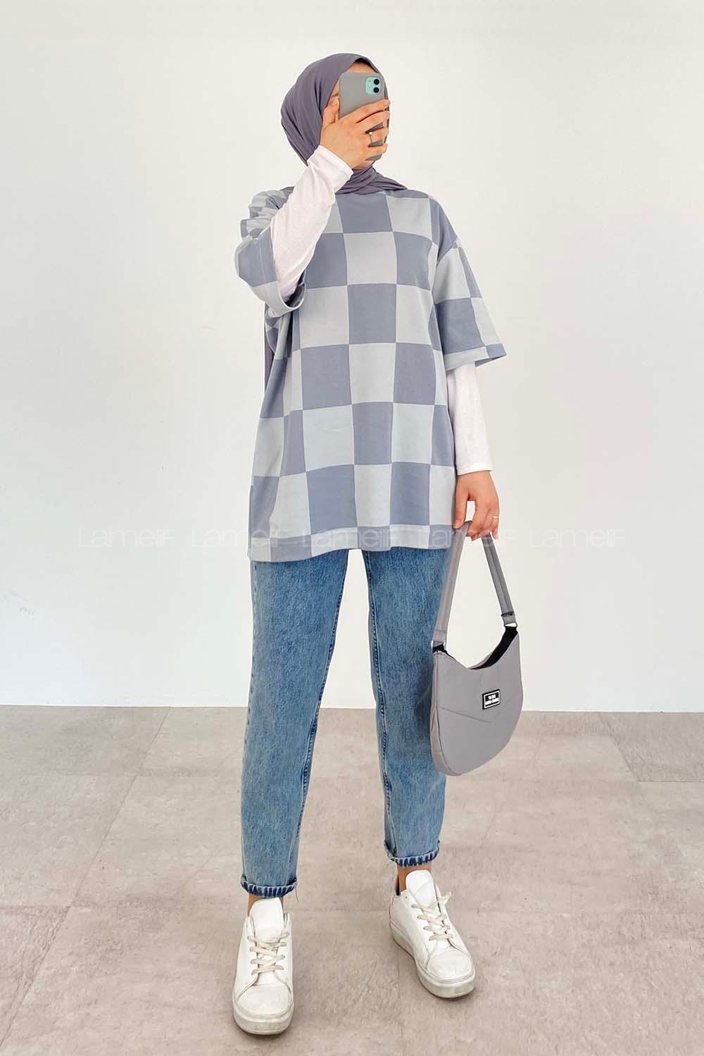 Gray Crew Neck Half Arm Arm Cotton Printed T-shirt