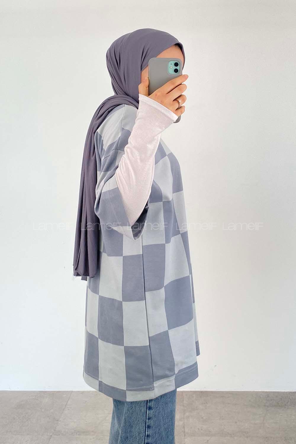 Gray Crew Neck Half Arm Arm Cotton Printed T-shirt