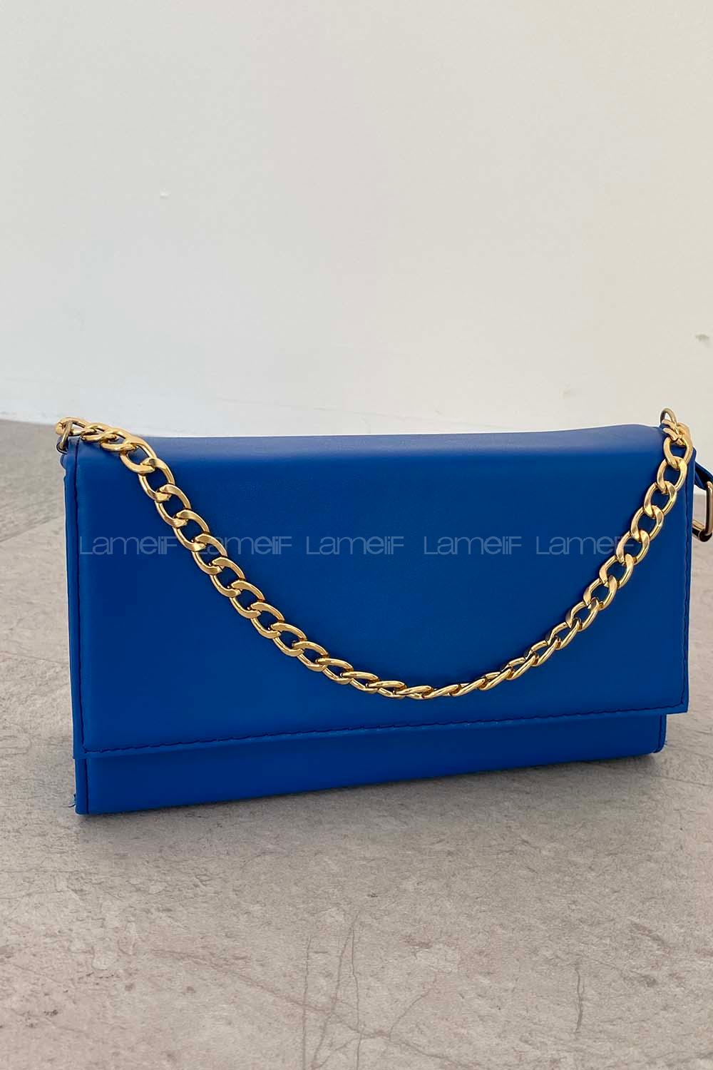 Blue Buckle Skin Hand Bag Bag