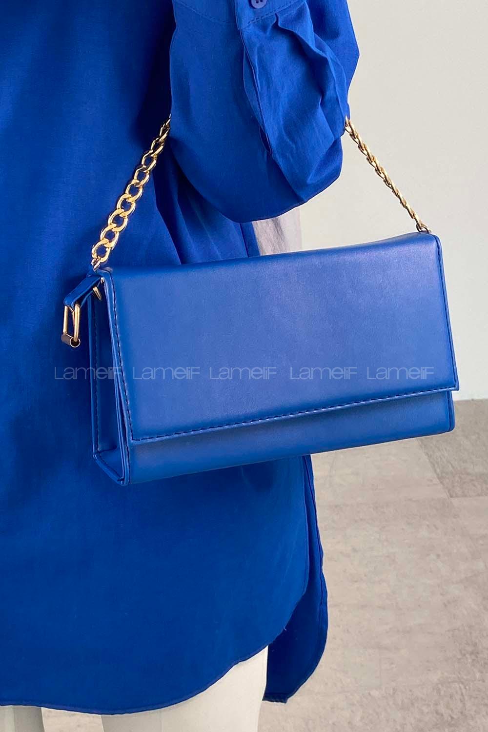 Blue Buckle Skin Hand Bag Bag