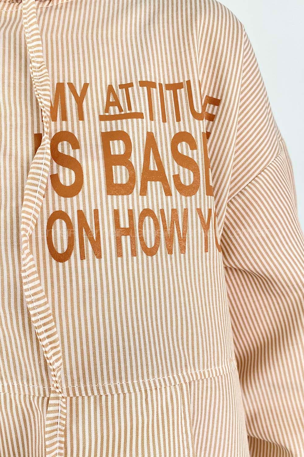 Beige Hood Neck Cotton Printed Tunic