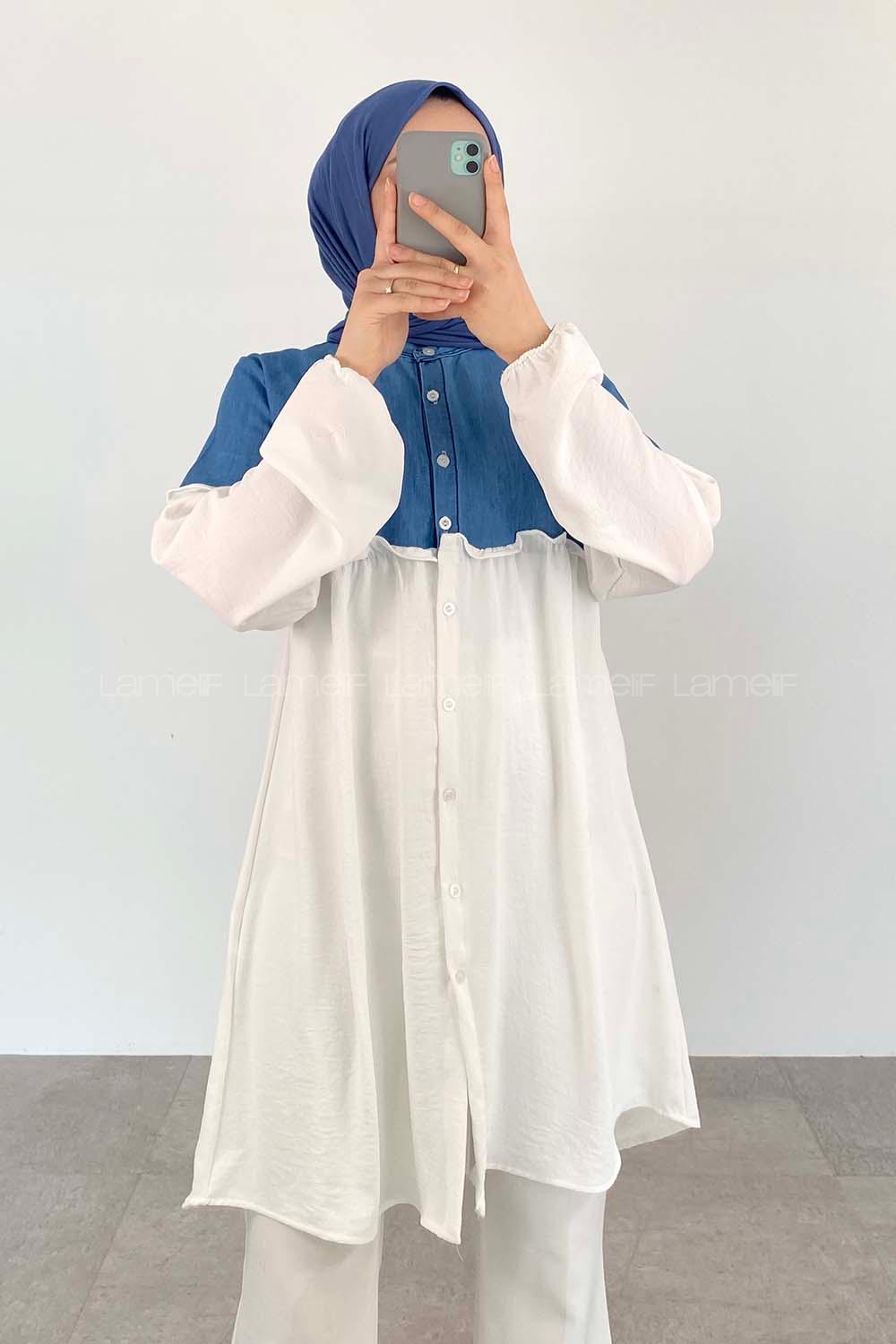 White Mandarin Collar Long Arm Ayrobin Unprinted Shirt