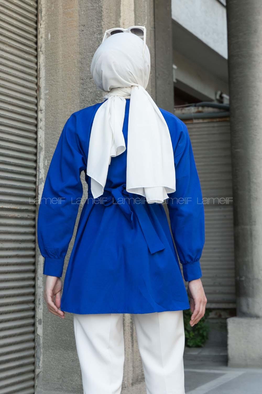 Saxe Shirt Collar Poplin Fabric Unprinted Tunic