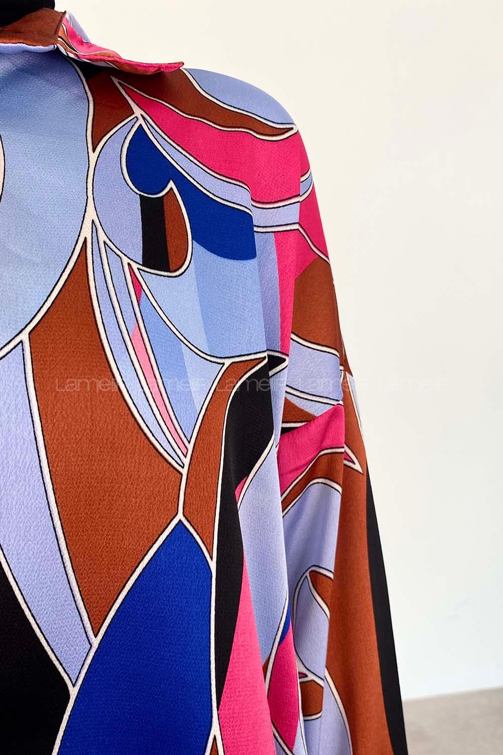 Fuchsia Shirt Collar Long Arm Cotton Fabric Printed Shirt