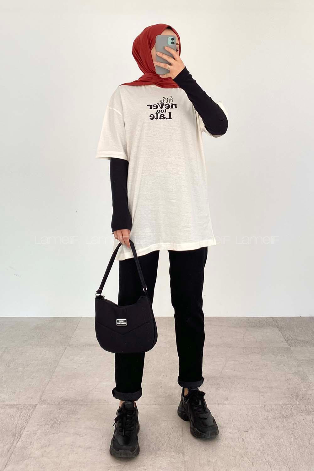 White Crew Neck Half Arm Arm Cotton Printed T-shirt