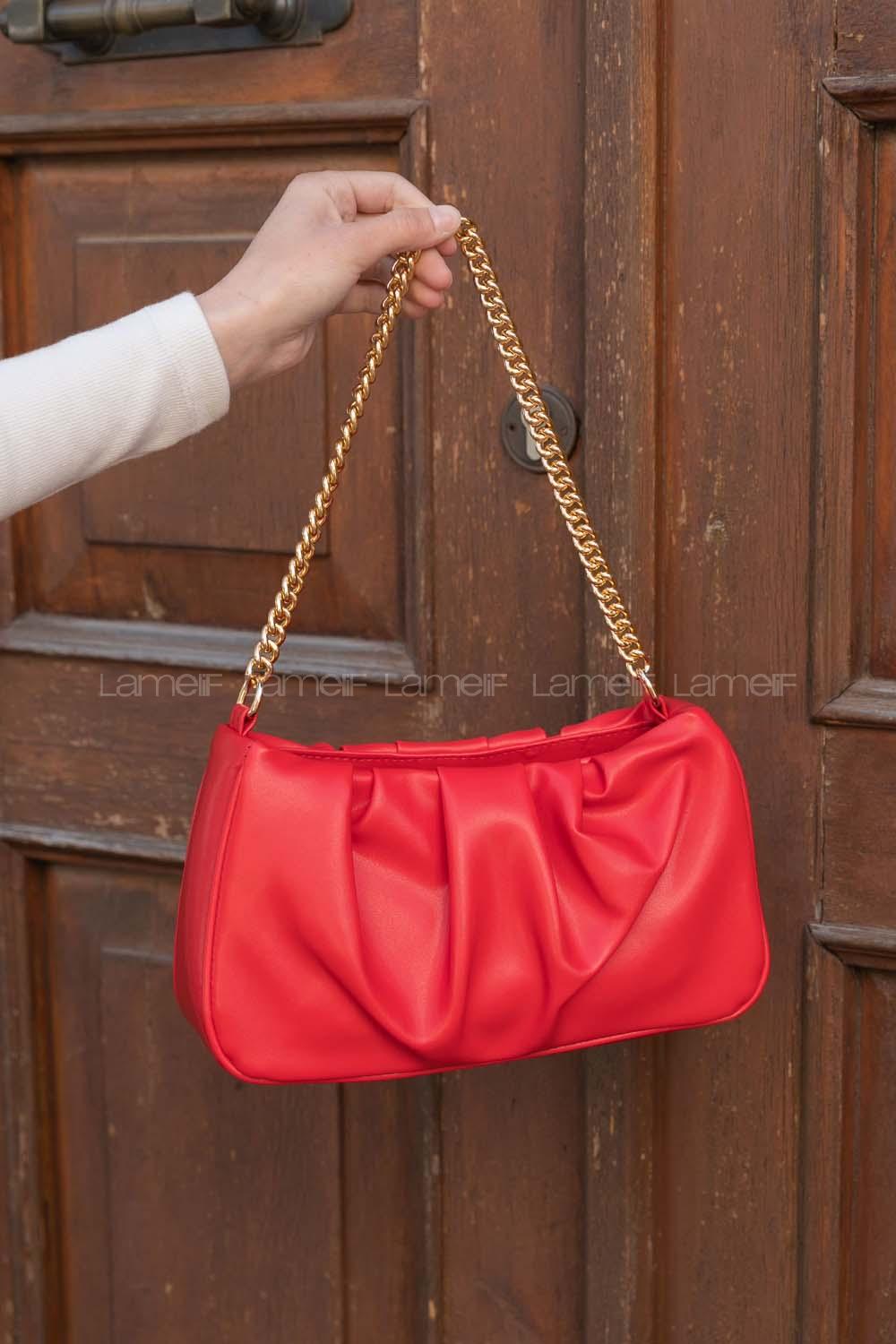 Red With Suspenders Skin Hand Bag Bag