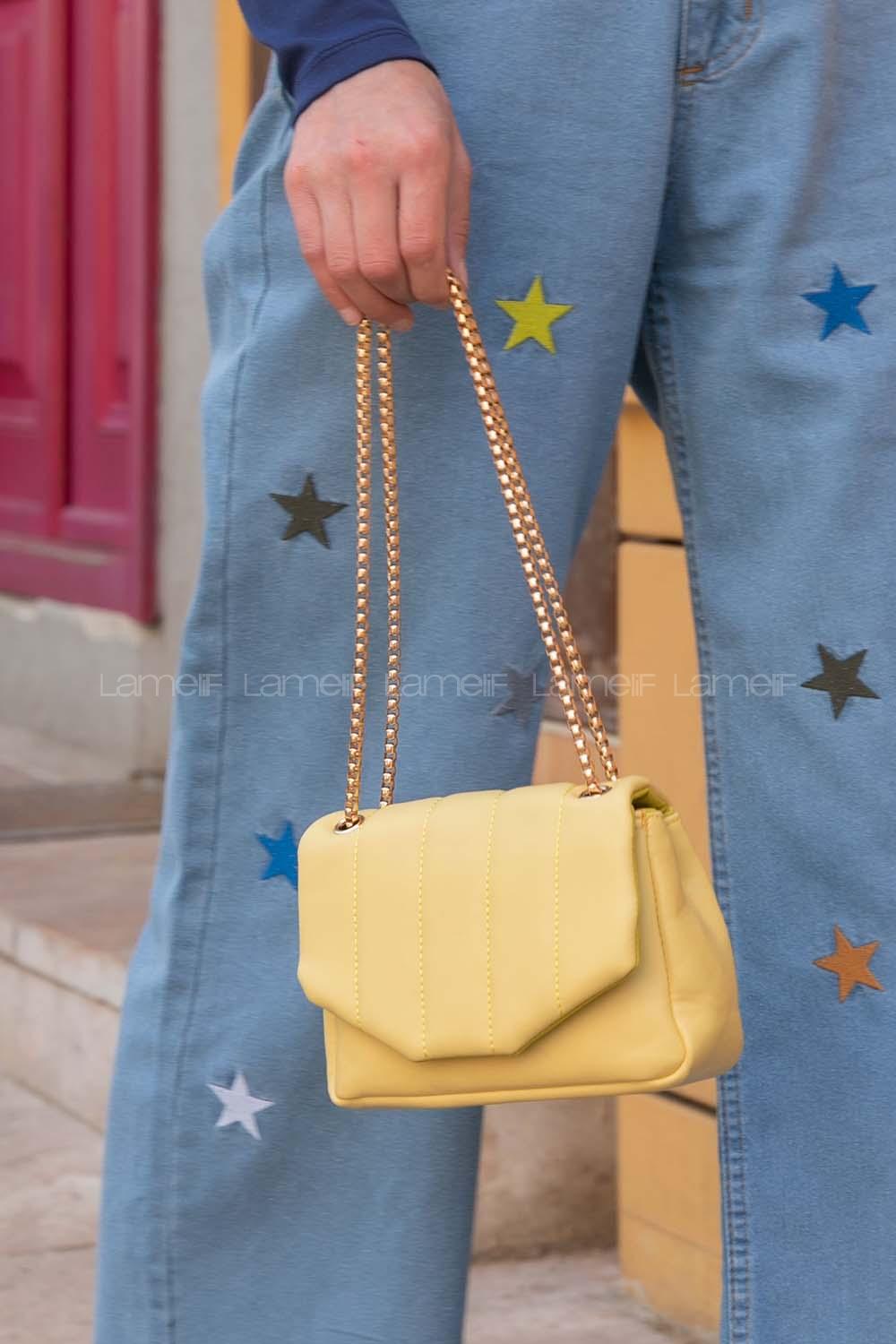 Yellow With Suspenders Skin Hand Bag Bag