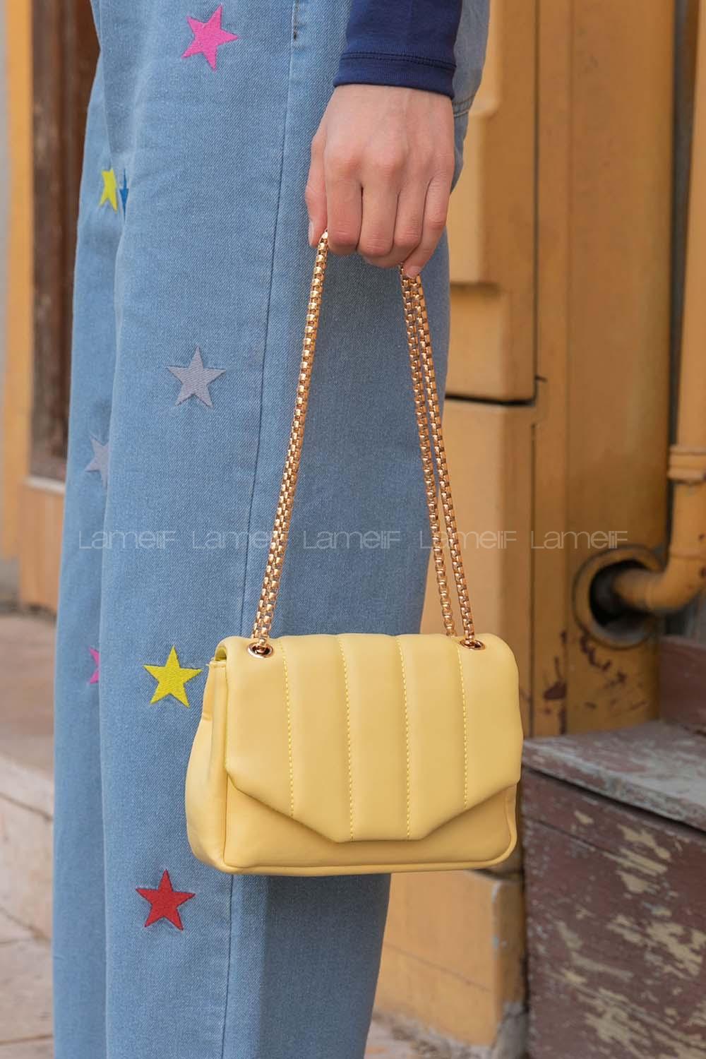 Yellow With Suspenders Skin Hand Bag Bag