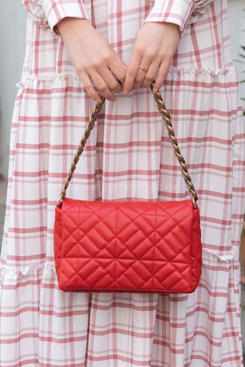 Red Buckle Skin Hand Bag Bag