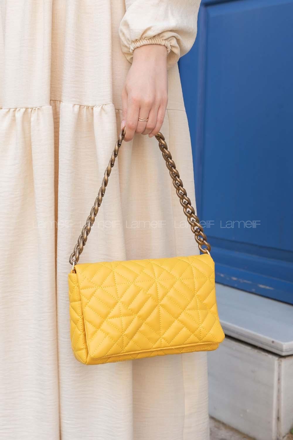 Yellow Buckle Skin Hand Bag Bag