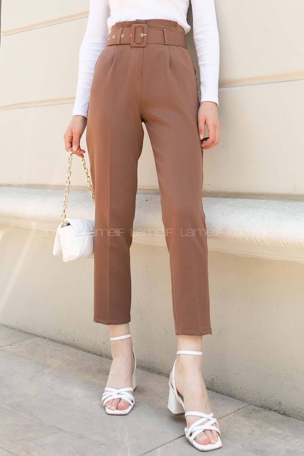 Bitter Brown Cotton Fabric High Waist Comfortable Pants
