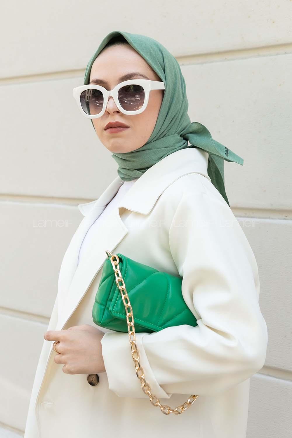 Pastel Green Wool Printed Scarf