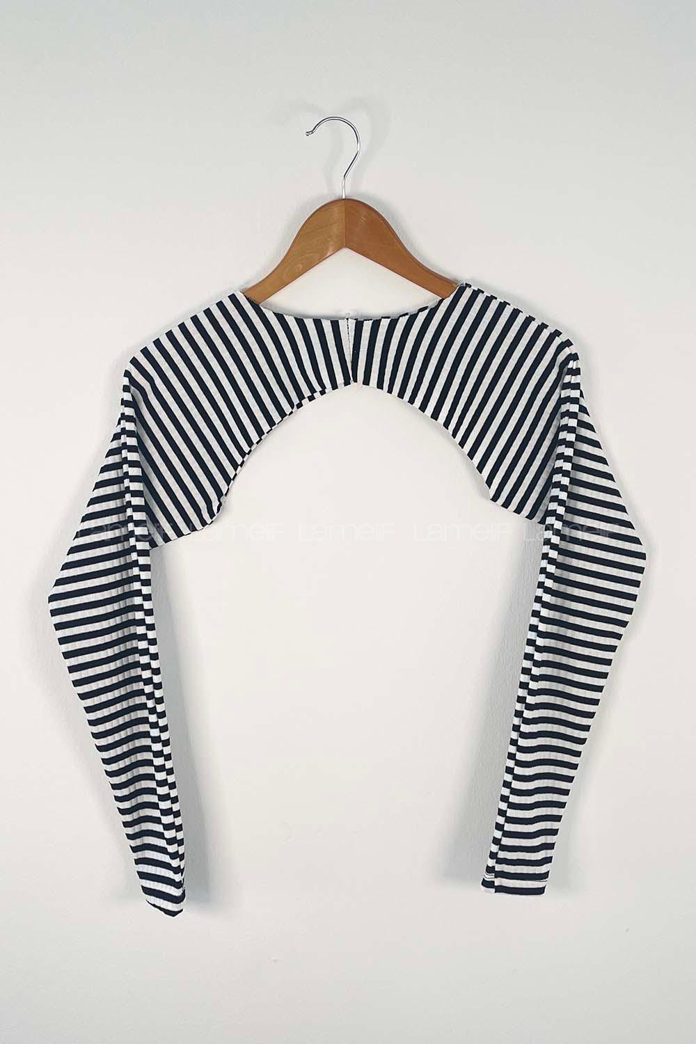 Lamelif Kalın Çizgili Uzun Kol İçlik Siyah-Beyaz