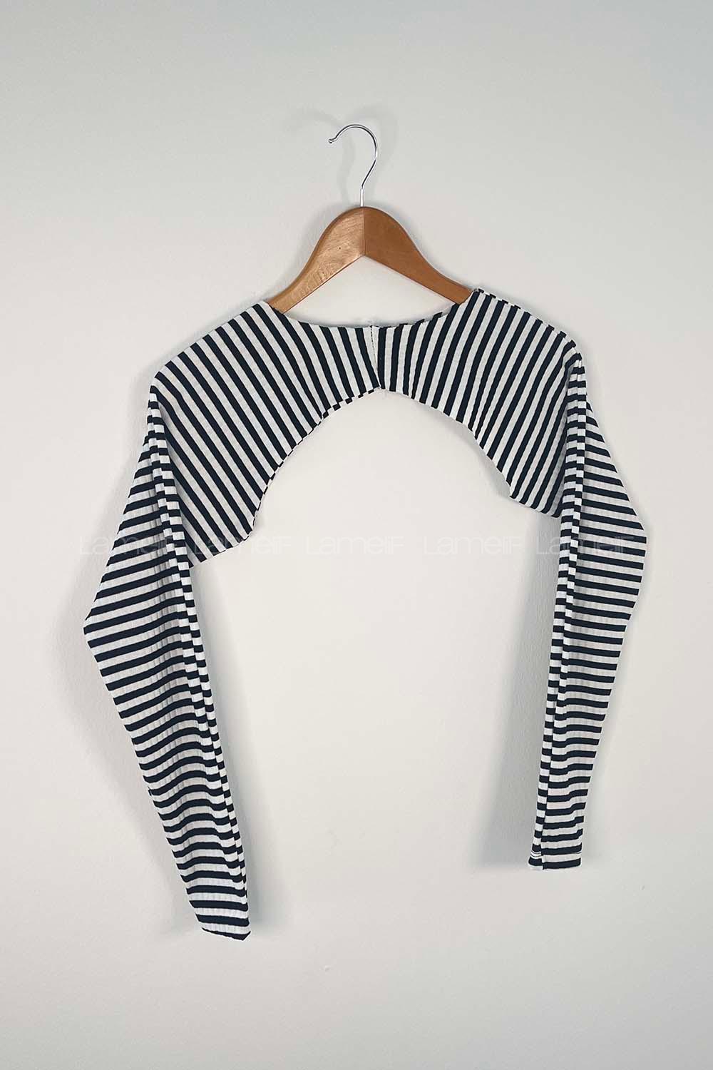 Lamelif Kalın Çizgili Uzun Kol İçlik Siyah-Beyaz