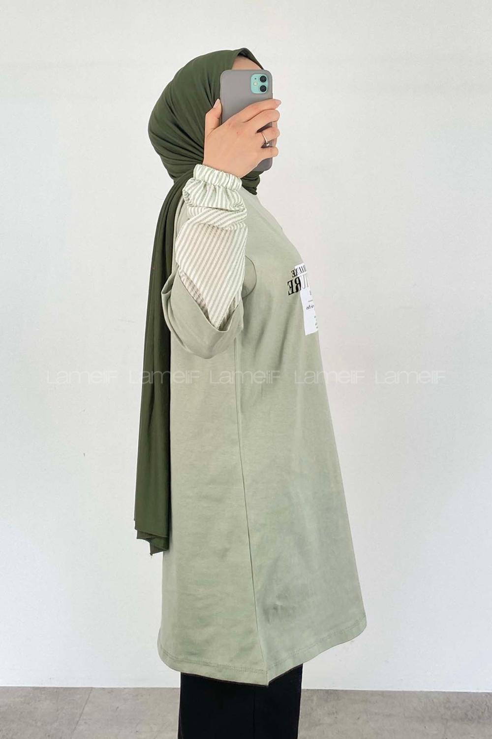 Modalamelif Ön Baskılı Sweatshirt Mint Yeşili