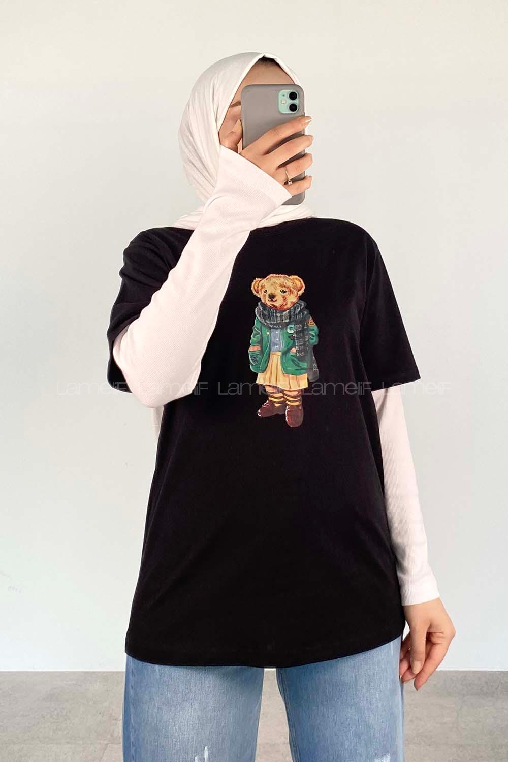 Black-green Crew Neck Short Arm Cotton Printed T-shirt