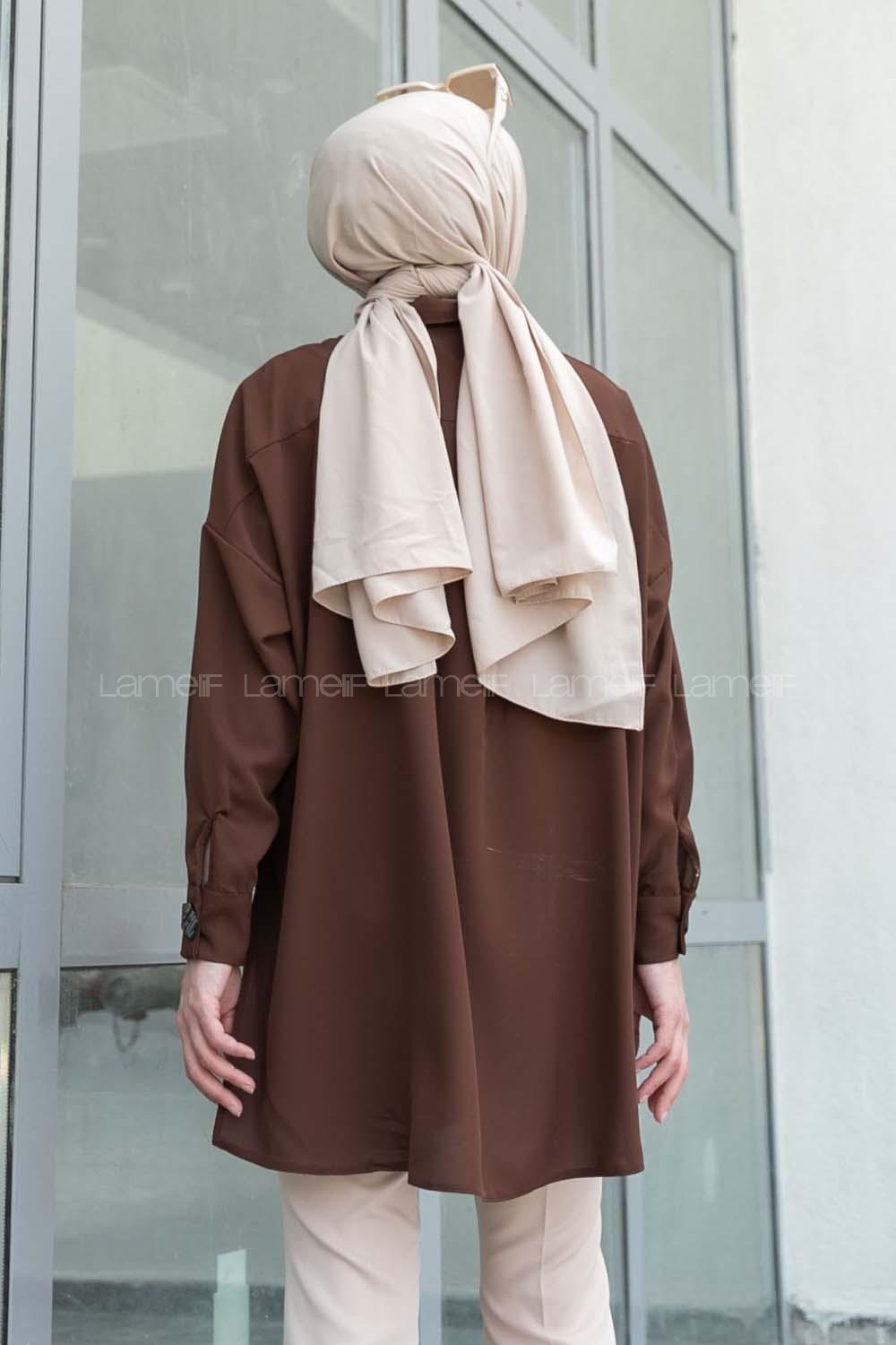 Modalamelif Tek Cepli Ayrobin Gömlek Acı Kahve