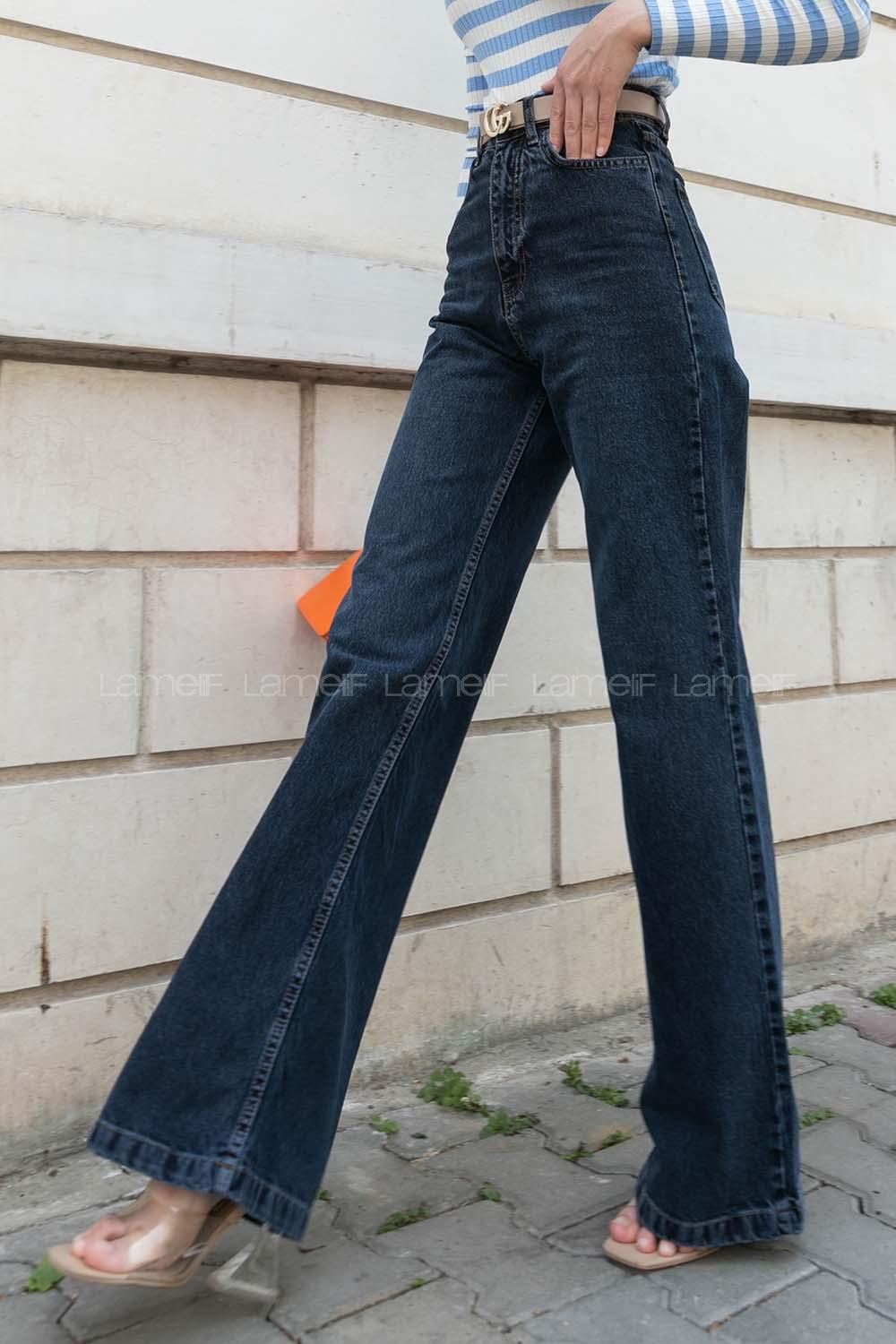Dark Blue Denim High Waist Denim Pants