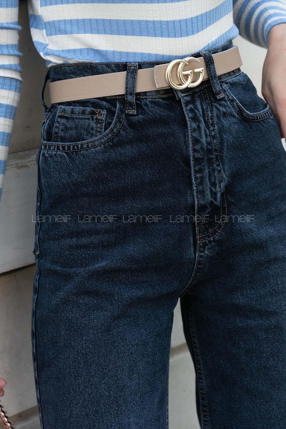 Dark Blue Denim High Waist Denim Pants