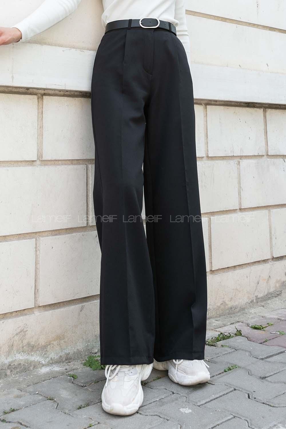 Black Cotton Fabric High Waist Material Pants