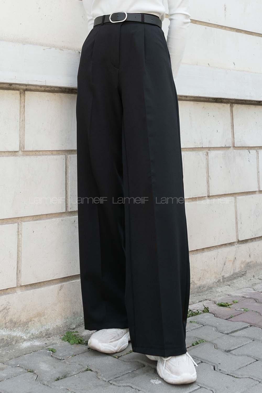 Black Cotton Fabric High Waist Material Pants